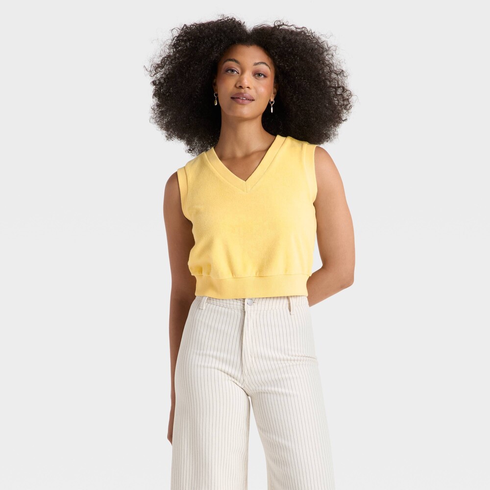 Universal Thread Leisure Studio Loop Terry Tank Top - Yellow M